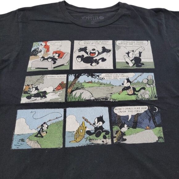 Felix The Cat Shirt Size Small S Relaxing Day Comic Strip Graphic Print T-Shirt - Picture 3 of 7
